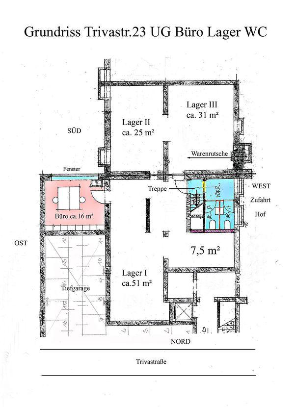 Grundriss Untergeschoss, Trivastraße 23